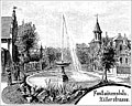 Zillerplatz, Holzstich von 1891. Blick nach Süden in die Zillerstraße. Links der Giebel des Gotischen Hauses, rechts die Villa Zillerstraße 13