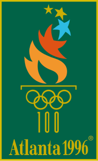 Logo der Olympischen Sommerspiele 1996 mit den olympischen Ringen
