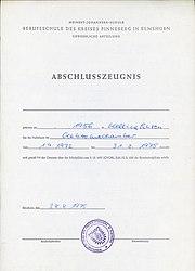 Berufsschulzeugnis von 1975 aus Schleswig-Holstein