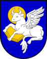 Auf dem Lukasevangelium liegender Stier im Wappen der kroatischen Gemeinde Škabrnja