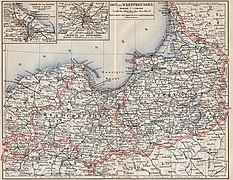 Neidenburg südlich von Allenstein auf einer Landkarte von 1908