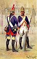 Hessischer Grenadier des Regiments Rall (links) und des Regiments Alt-Lossberg, 1776