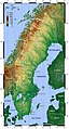 Topographische Karte von Schweden.