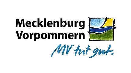 Landessignet von Mecklenburg-Vorpommern mit dem Slogan „MV tut gut.“[20]