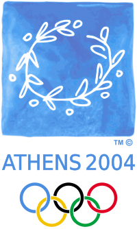 Logo der Olympischen Sommerspiele 2004 mit den olympischen Ringen