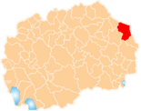 Karte von Nordmazedonien, Position von Општина Берово Gemeinde Berovo hervorgehoben