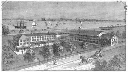 Bird's eye view of the Maryland Military and Naval Academy, circa 1885.