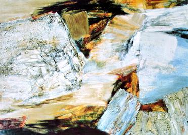 Crags and Crevices by Jane Frank (1960). As with many abstract expressionist works (and many so-called "action paintings" as well), impasto is a prominent feature.