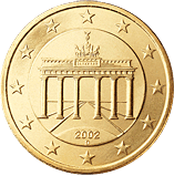 Brandenburg Gate on back of German 50-cent coin