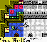 In a castle, a boy in a green suit unsheathes his sword against a knight in armor.