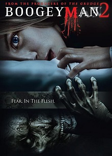 Poster feature the film's lead, a young blonde woman, lying on a bed and facing the camera with the Boogeyman being under her bed.