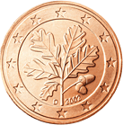 Oak twig on back of German 5-cent coin