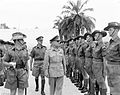 Troops from 2RAR in Malaya being inspected whilst on parade, c. 1956.