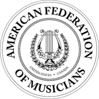 The seal of the organization, with the words "American Federation of Musicians" in big letters