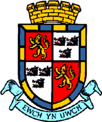 Coat of arms granted to Radnorshire County Council in 1954. Now used the Radnorshire Shire Committee of Powys County Council
