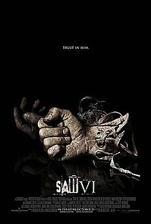 Lace-up gloves shaped like human hands. The title of the film is seen near the bottom of the poster.