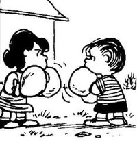 Linus boxing Lucy