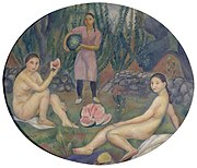 Joaquim Sunyer, c.1920, La sandía (The Watermelon), oil on canvas, 59 x 71.5 cm, Museu Nacional d'Art de Catalunya, Exposició d'Art francès d'Avantguarda, Galeries Dalmau, Barcelona, 1920