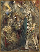 Jean Metzinger, 1912, Danseuse au café (Dancer in a café), oil on canvas, 146.1 x 114.3 cm, Albright-Knox Art Gallery, Buffalo, New York. Published in Au Salon d'Automne "Les Indépendants" 1912, Exhibited at the 1912 Salon d'Automne