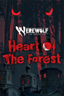 The cover shows trees towering over rooftops, and a pair of superimposed, red wolf eyes