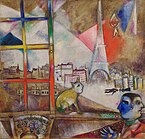 Marc Chagall, 1913, Paris par la fenêtre (Paris Through the Window), oil on canvas, 136 × 141.9 cm, Solomon R. Guggenheim Museum, New York