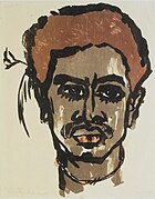 "South Sea Islander" South Sea Islander (Südsee-Insulaner II), lithograph in colors, on wove paper, Brooklyn Museum, 1915.