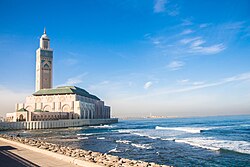 Hassan II Mosque overlooking the Atlantic Ocean