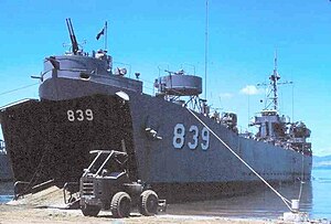 Iredell County beached on the LST ramp at Da Nang, 1967