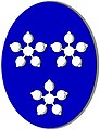 The Arms of Lady Saltoun as Head of the Name & Arms of Fraser. – Azure three fraises Argent.