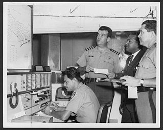 PRPD officers and examiners in the old command center during the 1960s