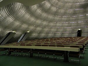 Interior of the auditorium of the headquarters of the French Communist Party, by Oscar Niemeyer