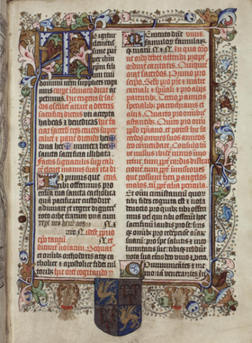elaborately decorated page of medieval book