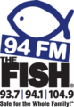 Logo for the 94 FM The Fish trimulcast used, until the switch to K-Love in 2024.