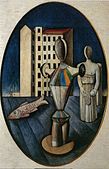 1918, L'Ovale delle Apparizioni (The Oval of Apparition), oil on canvas, 92 x 60 cm, Galleria Nazionale d'Arte Moderna, Rome, or Collezioni R. Jucker, Milan