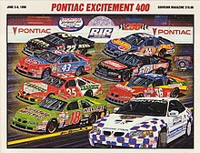 The 1998 Pontiac Excitement 400 program cover, with artwork by Sam Bass.