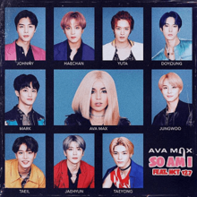 Max and NCT 127 are displayed in separate blue rectangular images superimposed over a black background. The artist names and song title is positioned in the bottom-right corner.