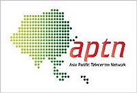 Asia-Pacific Telecentre Network logo based on a map of the Asia-Pacific Region.