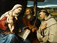 The Holy Family with Saint Anthony of Padua, oil on panel.