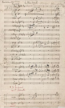 page of manuscript musical score for large orchestra
