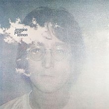a hazy photo of John Lennon's face with the title and artist name printed on a white cloudlike area near his forehead.
