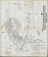 Fort Davis campaign map A hand-drawn military map from the 1880 campaign against Victorio and his Chiricahua Apaches. Image from the Special Collections of The University of Texas at Arlington Library.