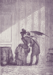 An image of a woman kissing a man with wings.