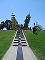 The main feature of the Monash adventure park is the flying fox at the top of this hill