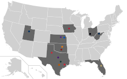 Location of teams in Big 12 Conference