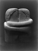 Constantin Brâncuși, 1907–08, The Kiss, Exhibited at the Armory Show and published in the Chicago Tribune, 25 March 1913