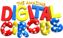 The words "The Amazing Digital Circus" depicted in red, yellow, and blue colors. The word "Circus" has white dots on each letter.