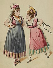 illustration showing two young women in early 19th century costume