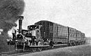 Steam locomotive with four carriages