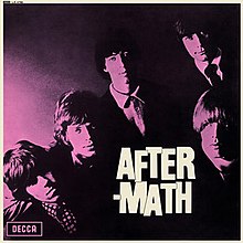 Close-ups of the band members' faces are diagonally aligned against a pale-pink and black coloured background, with the album title cut in half across a line break