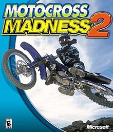 The box art displays a motocross rider performing a stunt